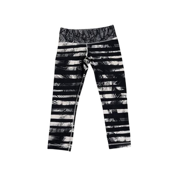 Lululemon Leggings Shady Palms Black White Active Athletic Pants Size Women's 6 - Picture 1 of 4